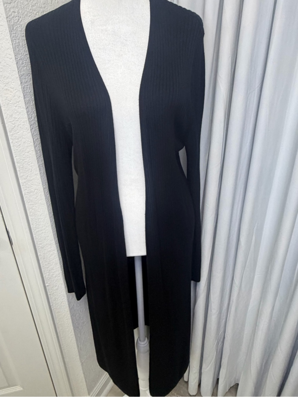 INC International Concepts Black Ribbed Duster Cardigan XL